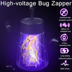 Bug Zapper Portable Camping Outdoor, Cordless Mosquito Zapper, Rechargeable Indoor Fly Zapper, Mosquito Repellent with Safety Grid, USB Charging Mosquito Killer for Indoor/Outdoor, Grey
