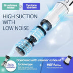 Handheld Vacuum Cordless 25000PA, Super Lightweight 1lb with Powerful Suction, Charging Dock, Car Charger, Single Touch Empty and Detachable Dust Cup, Portable Mini Car Vac, White