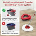 Spin Mop Handle Mop Heads Mop Base Mop Scruby Brush Replacement Sets Combo Compatible with Ocedar EasyWring 1 Tank Spin Mop System (1 Sets Stainless Steel Mop Handle +2 White Heads +1 Base +1 Brush)