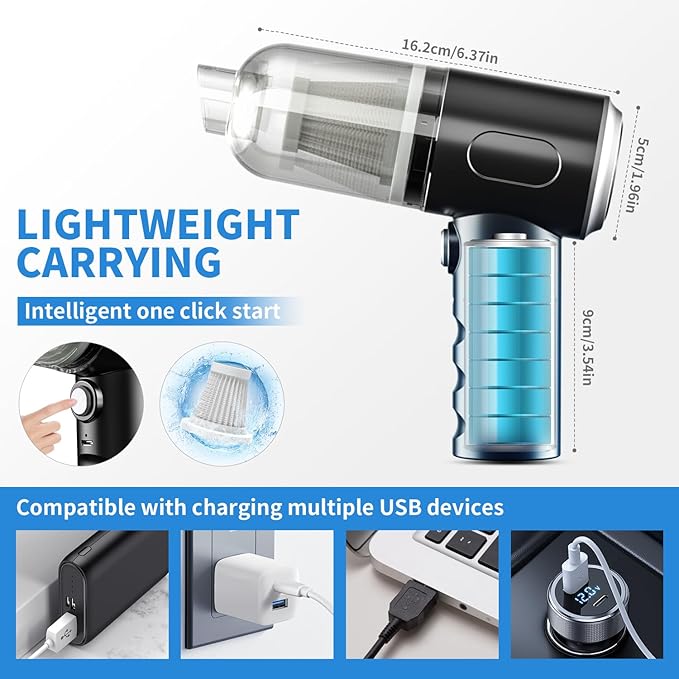 IFTHFOUR Compressed Air Duster-Vacuum Keyboard Cleaner-Air Blower 3-in-1-Electric Air Dusters-Replace Compressed Air Cans for PC,Computer Keyboard,Car Dusterpc Cleaning
