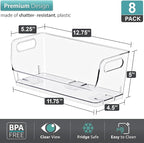 Sorbus Stackable Storage Bins Open Front, Clear Stackable Storage Bins, Pantry Bins for Storage and Organization, Acrylic Stackable Bins for Kitchen, Clear Pantry Organizer Bins (Small Narrow 8 Pack)