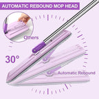 Mop and Bucket with Wringer Set, Hands Free Flat Floor Mop and Bucket, 5 Washable Microfiber Pads Included, Wet and Dry Use, Home Floor Cleaning System for All Floor Types and Windows,Purple