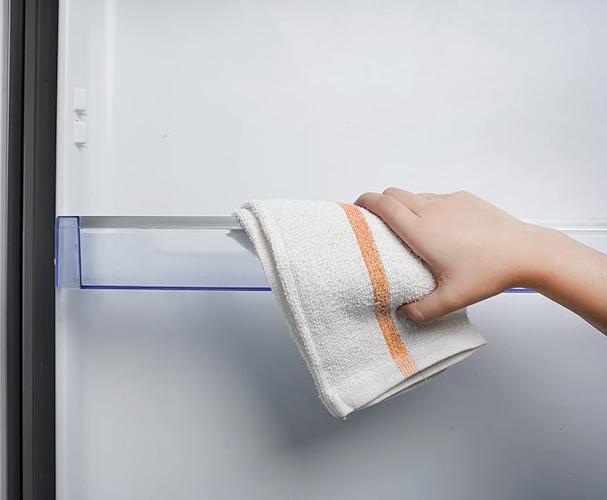 STF Linen Bar Mops Gold Stripe Pack of 24 Kitchen Towels 16x19 Multi-Purpose for Home, Restaurant and Cleaning White Absorbent Washcloth Dishcloths Sets, Reusable Dish, Cloths Rags