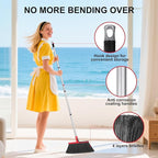 Angle Broom with 58″ Long Handle – 14″ Wide Stiff Bristles for Indoor & Outdoor Sweeping, Garage, Patio, Deck, Courtyard, Concrete, Leaves & Debris Removal