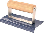Bon Blue Steel Edger – 6 in. x 3 in. Concrete Edger with 1/2 in. Radius & 5/8 in. Depth – Flexible Blue Steel Blade – Smooth Finishing Tool for Slabs, Walkways & Curved Edges – Wood Handle