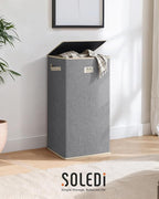 SOLEDI Laundry Hamper with Lid 100L Large & Tall Collapsible Laundry Basket, Clothes Hamper with Bag Removable Easy to Carry, Dirty Hampers for Bedroom, Bathroom, Dorm, College, Light Grey