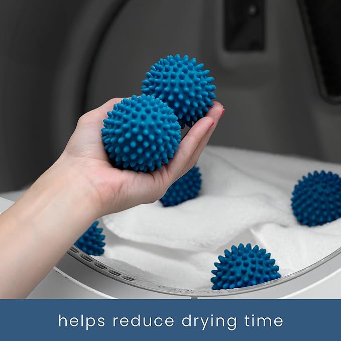 S&T INC. Reusable Plastic Dryer Balls, Fabric Softener for Laundry, Dark Blue, 2.5 in, 6 Pack