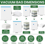 Vacuum Storage Bags,30Pack Vacuum Seal Bags for Clothing,Travel,Clothes,Comforters,Blankets,Pillows-6 Jumbo+6 Large+6 Medium+6 Small+6 Roll Up Space Saving Bag Hand Pump Included