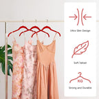 Sishynio Velvet Hangers 50 Pack – Slim Non-Slip Flocked Hangers with 360° Swivel Hook, Space-Saving Closet Organizer for Dresses, Blouses, Coats(Red)