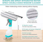 Zerodis Window Squeegee Cleaner with Spray, Mirror Scrub Pad Compact Glass Mop for Indoor Outdoor Bathroom Kitchen