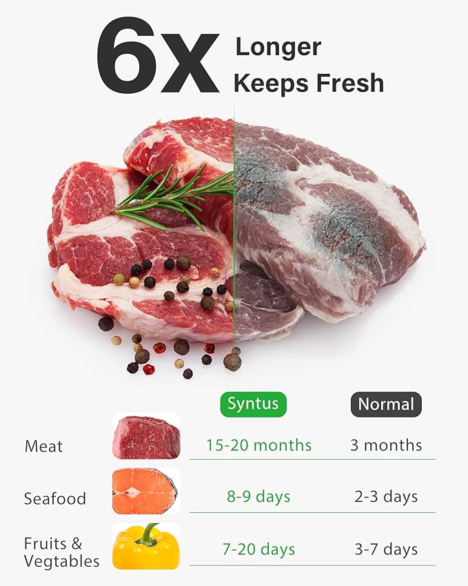 Syntus Vacuum Sealer Bags, 100 Quart 8" x 12" and Pint 6" x 10" Commercial Grade PreCut Bag, BPA Free Food Vac Bags for Storage, Meal Prep or Sous Vide