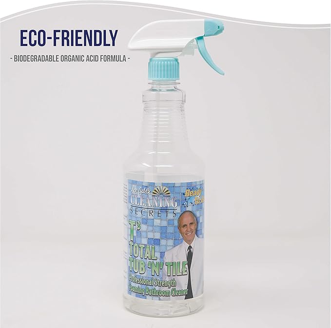 Don Aslett Tub n' Tile Foaming Bathroom Cleaner Set - 32 Oz Concentrated Formula | Cleaning Supplies for Shower Doors, Tile, Tub, and Sink