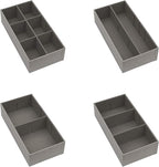 Household Essentials 3 Piece Drawer Organizers Starter Set, Customizable Inserts, Large Tray and 2 Small Trays, Silver
