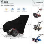 Okcool Gas Rototiller Cover, Universal Waterproof Heavy Duty 600D Rear Tine Tiller Cover with Air Vent (Black)