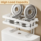 PowerKing Over The Toilet Storage Shelf, Bathroom Organizer Rack with 2 Hooks, No-Drill, Rust-Resistant Steel, Toilet Paper Holder for Restroom Bathroom, White