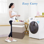 BlissTotes 3-Pack Laundry Basket, Freestanding＆Waterproof Laundry Hamper, Collapsible Tall Clothes Hamper with Easy Carry Handles for Clothes, Towels in the Family and Dorm,Gradient Khaki,100L