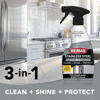 Weiman Stainless Steel Cleaner & Polish Kit, 3 Piece - Spray, Wipes & Cloth, Anti-Fingerprint, Removes Grease, Water Spots, Streaks & Residue, Polishing Cleaner Safe for Appliances, Sinks & Grills