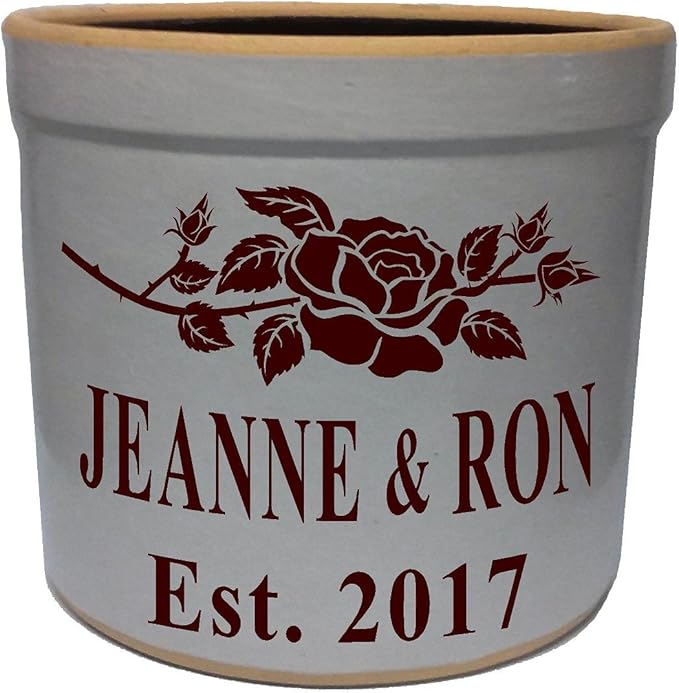 1 Gallon Personalized Stoneware Crock - Rose
