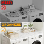 SpaceAid Washer Dryer Countertop, Laundry Wood Shelf Topper with Edge, 54" Width x 27.5" Depth Cover Guard Organizer for Washer and Dryer Laundry Hamper Counter Storage Organization (White Marble)