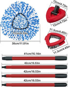 Spin Mop Handle, Mop Heads Replacements,Scrubber Brush and Mop Base Compatible with Ocedar RinseClean 2-Tank System, Mop Handle and Head Replacement Combo Set for Wet Dry Use Floor Cleaning