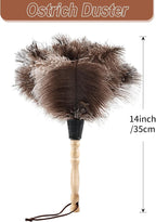 Ostrich Feather Duster 14" Natural Handheld Reusable Feathers Dusters with Wooden Handle for Cleaning Supplies Home Car Office(3PCS)