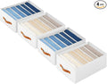 Homsorout Closet Organizers and Storage - Fabric Clothes Organizer with Handles, Foldable Jeans Organizer for Clothes, Drawer Organizer for Shirts, Bra, Sweater, Scarf, 4 Pack, White