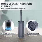 Toilet Brush and Holder 2 Pack, Toilet Bowl Brush with Extra Long Handle, Toilet Scrubber and Covered Holder, Toilet Brushes for Bathroom-Space Saving, Covered Brush, Durable, Deep Cleaning(Grey)