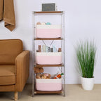 Large Storage Baskets for Shelves, Closet Organizers Bins for Clothes Blanket Towels, Baby Nursery, Toy Baskets Box, Woven Rope Baskets, 17 x 13 x 7.5”, 2 Packs Woven Pink