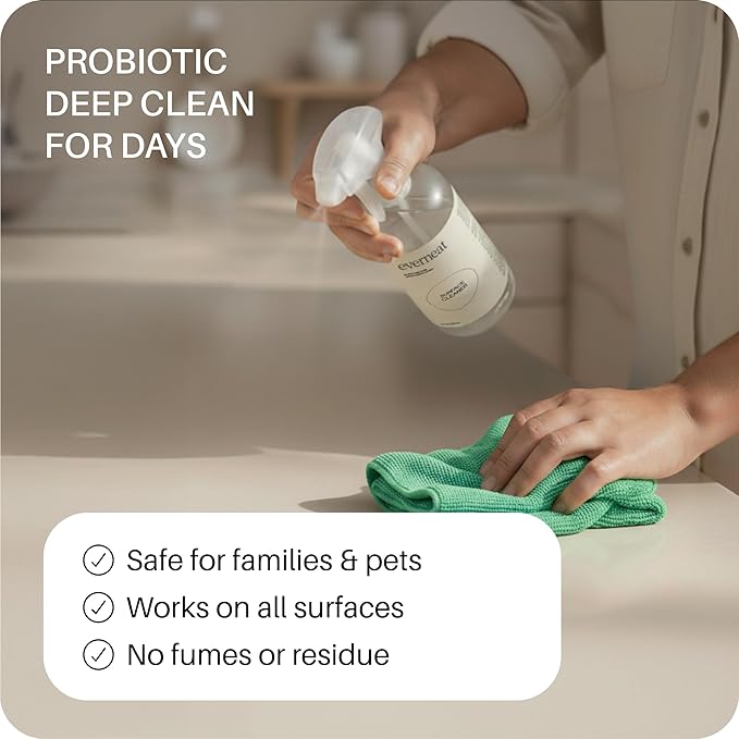 Everneat Probiotic Surface Cleaner Concentrate – Cleans for Days, Refillable, Non-Toxic | Refill Bottle Makes 4 Spray Bottles | Unscented | 4 oz (Just Add Water)