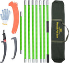 Manual Pole Saw for Tree Trimming, 27 FT Manual tree purner with 8-Section Fiberglass Handle, Sharp steel Blade, Easy to Carry and Extendable Design for Tree Maintenance, Green