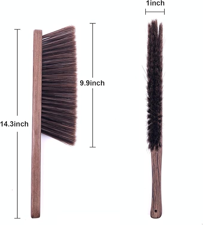 Hand Broom Cleaning Brushes-Soft Bristles Dusting Brush for Cleaning Car/Bed/Couch/Draft/Garden/Furniture/Clothes,Wooden Handle