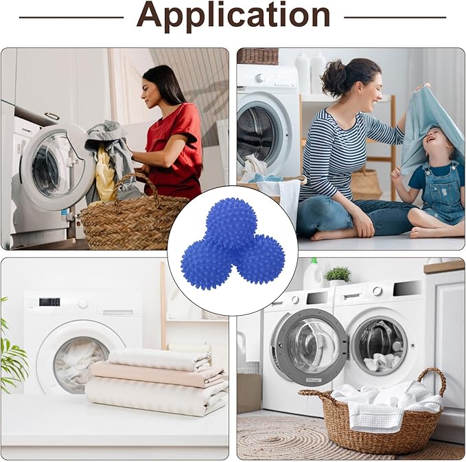 uxcell 4pcs Reusable Laundry Dryer Balls Vinyl Drying Balls for Reduce Wrinkles Static Fabric Softener Reduce Drying Time Save on Energy, Blue