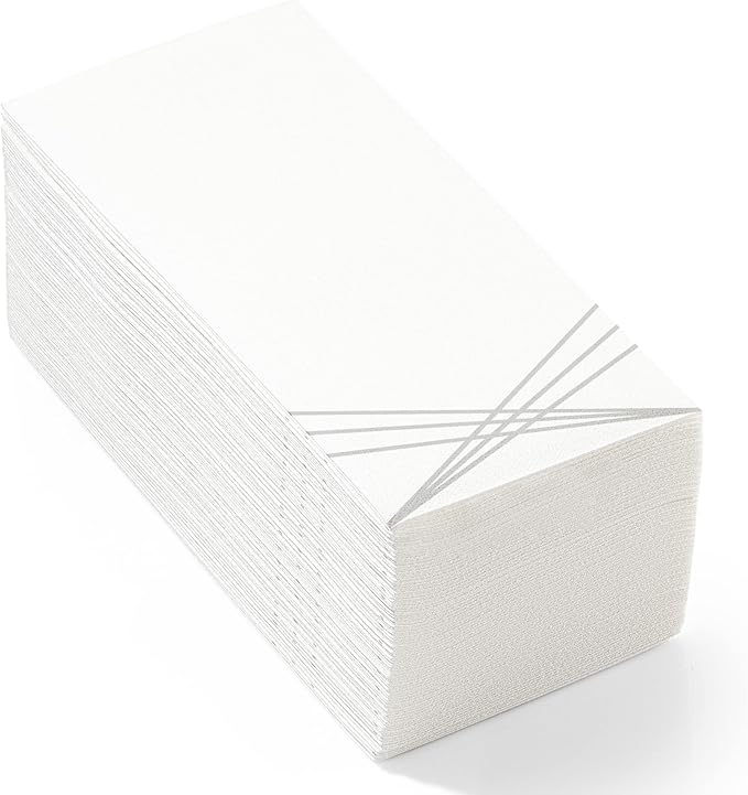 100 Pack Linen Feel Guest Paper Hand Towels | Disposable Super Absorbent Airlaid Paper Towels For Bathroom, Party, Weddings, Or Events | 12 x 17 Inches 1/6 Folded Decorative Design