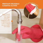 Casabella Premium Waterblock Reusable Household Cleaning Gloves, Medium, Pink (Pack of 2)