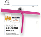 GÜTEWERK Shower Squeegee for Glass Doors, Silicone Window Squeegee, Bathroom and Glass Cleaning - Pink - 15 Inch
