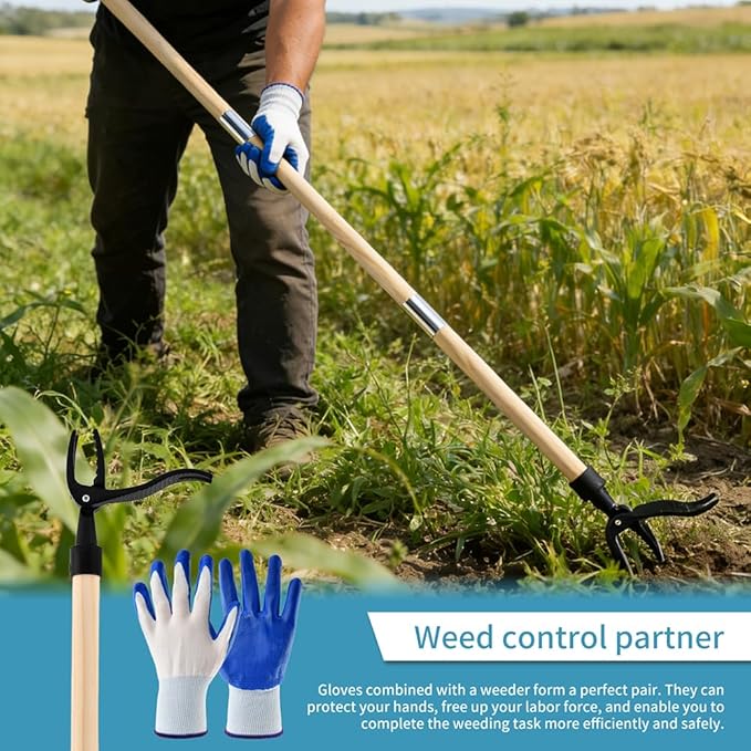 Weed Puller Tool, Stand Up Weed Puller Tool with Long Handle, Foot Platform Design - 4 Claw Steel Head Weeder Tool, Weeding Tool Weeds Remove Tools for Lawn/Yard