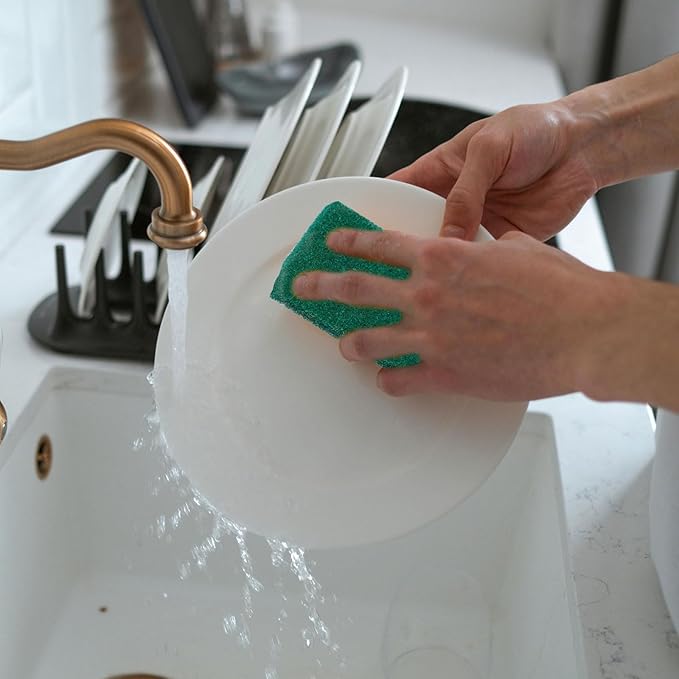 120 Pcs Heavy Duty Scouring Pads 4.3 x 3 x 0.3 in Non Scratch Household Scrub Pads Bulk Green Reusable Pan Scrubber Multipurpose Anti Grease Scrubbing Pads for Kitchen Dish Supplies