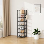 LANTEFUL Tall Shoe Rack 7 Tier Narrow Shoe Shelf Storage for 7-14 Pairs Shoe and Boot, Sturdy Shoe Storage Space Saving Corner Shoe Rack Organizer for Closet, Entryway, Living Room, Black