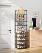 Kitsure Shoe Rack - 10-Tier Shoe Organizer with Detachable Fabric Shelves & Metal Frame, Tall Shoe Rack for Closet, Entryway, Living Room, 16.9" Wide - 10 Tier, Black