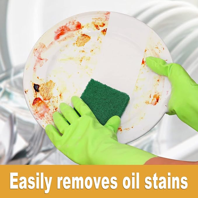 50 Pcs Scouring Pads,Heavy Duty Scour Pads,4 x 5.95 inch Reusable Green Scrub Pads for Metal Grills & Kitchen Scrubbers,Non-Scratch Scrubbing Pads for Household Kitchen Dishes Sink Bathtub