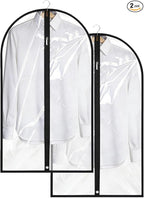 Garment Bags for Hanging Clothes, 45'' Suit Bag Cover for Storage and Travel, Dress Bags for Gowns Long, 2 Pack (Clear)