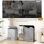 SOLEDI 180L Laundry Hamper 3 Section, Extra Large Laundry Hamper with Lid, Dirty Clothes Hamper with Sturdy Handle, Large Laundry Basket Organizer for Laundry Room, Bedroom, Hampers for Laundry