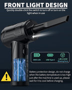 Powerful Compressed Air Duster for Deep Cleaning-Replace Compressed Air Can-No Canned Air Duster-Keyboard Cleaner-PC Cleaning-Rechargeable-3-Speeds-95000RPM Cordless Air Blower-Car Duster 8000mAh