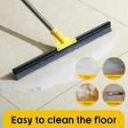 Floor Squeegee for Concrete and Tile Cleaning, 30'' Heavy Duty Rubber Wiper with 60'' Long Adjustable Handle Water Scraper for Bathroom Shower Glass Garage Glass Window(Yellow
