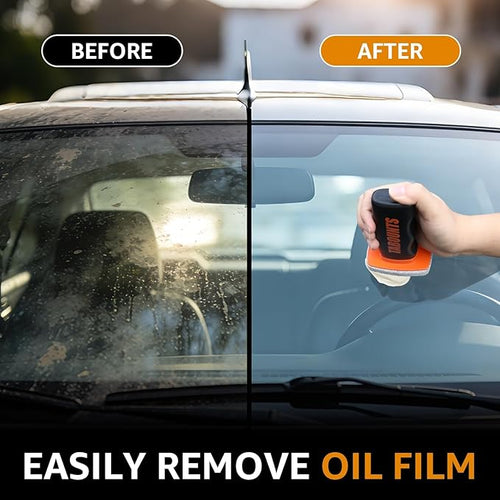 2 PACK Glass Oil Film Remover for Car, Glass Emulsion Cleaner,Automotive Oil Film Cleaning Brush, Windshield & Window Cleaner,Removes OilFilm & smudges, Enhances clarity for Safer Driving