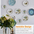 Bilillo 4 Pack Plate Hangers for The Wall, Suitable for 4''-5'' Decorative Plate,Invisible Heavy Duty Wire Plate Holder with Wall Hooks, Plate Hangers for Displaying Plates, Platter, Dish (Black)