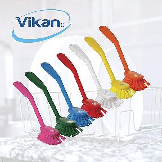 Vikan 42374 Brush,Dish,Scraping Edge,Medium,11",PP/PBT,Red