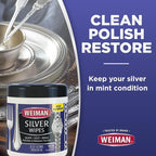 Weiman Jewelry Polish Cleaner and Tarnish Remover Wipes - 20 Count with Polishing Cloth - Use on Silver Jewelry Antique Silver Gold Brass Copper and Aluminum