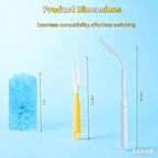 60-Pack Dusting Mop Refill Set, Disposable Power Dusting Duster Compatible with Swiffer. Includes 1 Handle and 3-Foot Extension Pole, Ideal for Cleaning Furniture, Bookshelves, and Ceiling Fans.