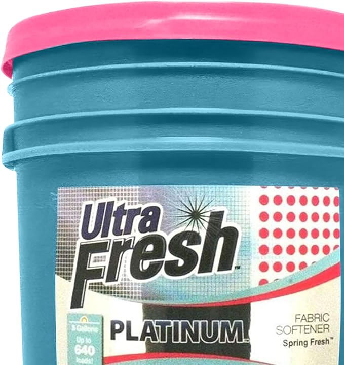 Ultra Fresh Platinum 5 Gallon Spring Fresh Scented Fabric Softener Liquid with Pump for Easy Dispensing for Up to 640 Laundry Loads (4 Pack)
